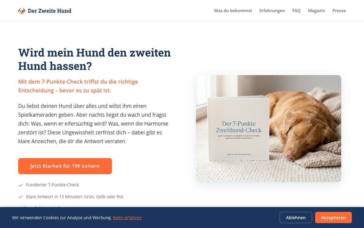 Der Zweite Hund – Zweithund-Check Landingpage