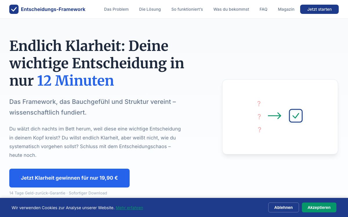 Entscheidungs-Framework – Scorecard-Landingpage